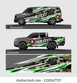 Car wrap design vector, truck and cargo van decal. abstract background for vehicle branding and livery