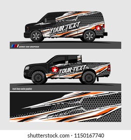 Car wrap design vector, truck and cargo van decal. abstract background for vehicle branding and livery