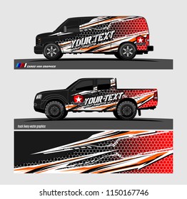 Car wrap design vector, truck and cargo van decal. abstract background for vehicle branding and livery