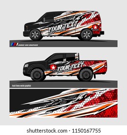 Car wrap design vector, truck and cargo van decal. abstract background for vehicle branding and livery