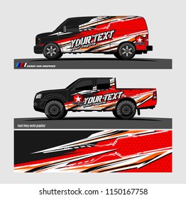 Car wrap design vector, truck and cargo van decal. abstract background for vehicle branding and livery