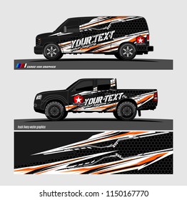 Car wrap design vector, truck and cargo van decal. abstract background for vehicle branding and livery