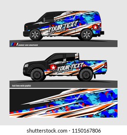 Car wrap design vector, truck and cargo van decal. abstract background for vehicle branding and livery