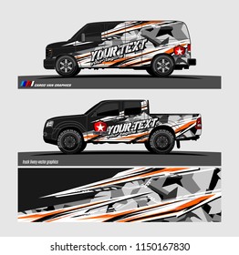 Car wrap design vector, truck and cargo van decal. abstract background for vehicle branding and livery