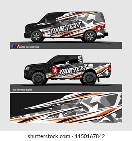 Car wrap design vector, truck and cargo van decal. abstract background for vehicle branding and livery