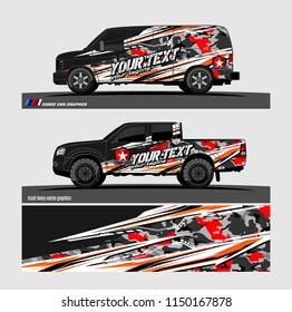 Car wrap design vector, truck and cargo van decal. abstract background for vehicle branding and livery