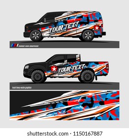 Car wrap design vector, truck and cargo van decal. abstract background for vehicle branding and livery