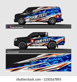 Car wrap design vector, truck and cargo van decal. abstract background for vehicle branding and livery