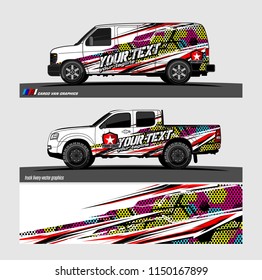Car wrap design vector, truck and cargo van decal. abstract background for vehicle branding and livery