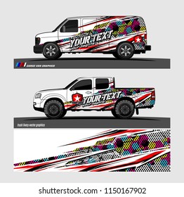 Car wrap design vector, truck and cargo van decal. abstract background for vehicle branding and livery