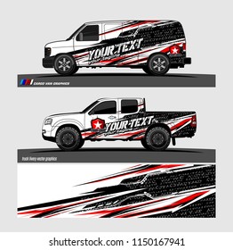 Car wrap design vector, truck and cargo van decal. abstract background for vehicle branding and livery