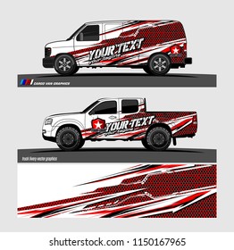 Car wrap design vector, truck and cargo van decal. abstract background for vehicle branding and livery