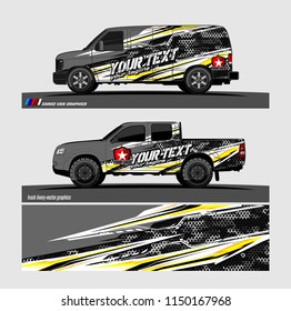 Car wrap design vector, truck and cargo van decal. abstract background for vehicle branding and livery