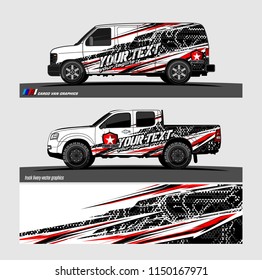 Car wrap design vector, truck and cargo van decal. abstract background for vehicle branding and livery
