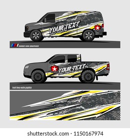 Car wrap design vector, truck and cargo van decal. abstract background for vehicle branding and livery