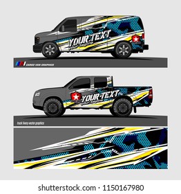 Car wrap design vector, truck and cargo van decal. abstract background for vehicle branding and livery