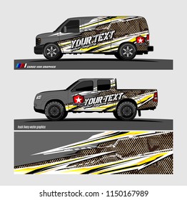 Car wrap design vector, truck and cargo van decal. abstract background for vehicle branding and livery