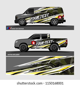 Car wrap design vector, truck and cargo van decal. abstract background for vehicle branding and livery