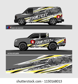 Car wrap design vector, truck and cargo van decal. abstract background for vehicle branding and livery