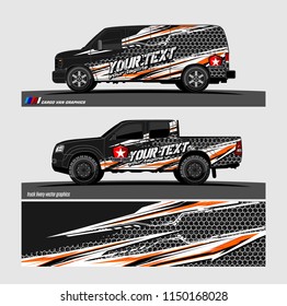 Car wrap design vector, truck and cargo van decal. abstract background for vehicle branding and livery