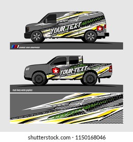Car wrap design vector, truck and cargo van decal. abstract background for vehicle branding and livery