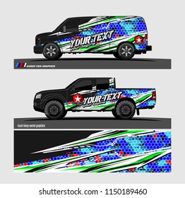 Car wrap design vector, truck and cargo van decal. abstract background for vehicle branding and livery
