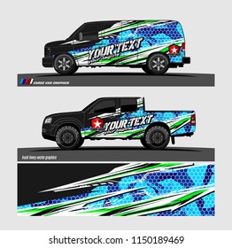 Car wrap design vector, truck and cargo van decal. abstract background for vehicle branding and livery