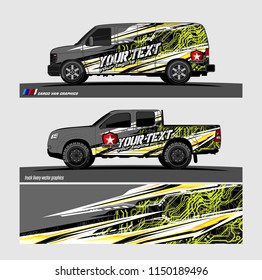 Car wrap design vector, truck and cargo van decal. abstract background for vehicle branding and livery
