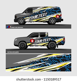 Car wrap design vector, truck and cargo van decal. abstract background for vehicle branding and livery