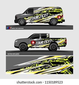 Car wrap design vector, truck and cargo van decal. abstract background for vehicle branding and livery