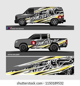 Car wrap design vector, truck and cargo van decal. abstract background for vehicle branding and livery