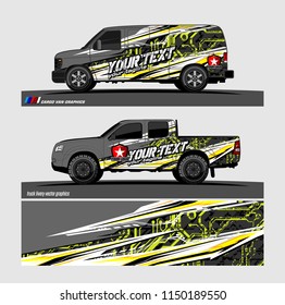 Car wrap design vector, truck and cargo van decal. abstract background for vehicle branding and livery