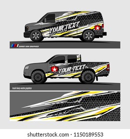Car wrap design vector, truck and cargo van decal. abstract background for vehicle branding and livery