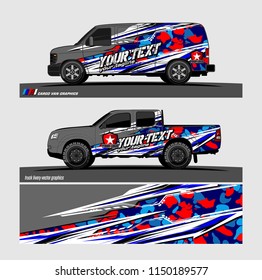 Car wrap design vector, truck and cargo van decal. abstract background for vehicle branding and livery