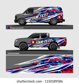 Car wrap design vector, truck and cargo van decal. abstract background for vehicle branding and livery
