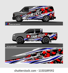 Car wrap design vector, truck and cargo van decal. abstract background for vehicle branding and livery