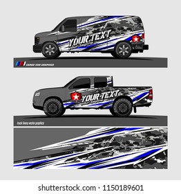 Car wrap design vector, truck and cargo van decal. abstract background for vehicle branding and livery