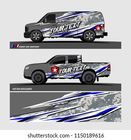 Car wrap design vector, truck and cargo van decal. abstract background for vehicle branding and livery