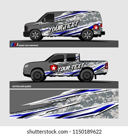 Car wrap design vector, truck and cargo van decal. abstract background for vehicle branding and livery