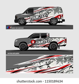 Car wrap design vector, truck and cargo van decal. abstract background for vehicle branding and livery