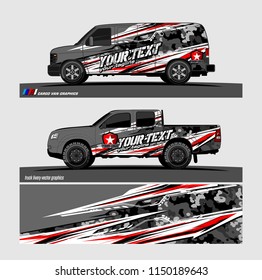Car wrap design vector, truck and cargo van decal. abstract background for vehicle branding and livery