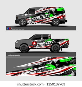 Car wrap design vector, truck and cargo van decal. abstract background for vehicle branding and livery