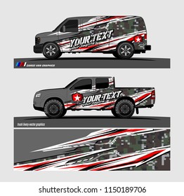 Car wrap design vector, truck and cargo van decal. abstract background for vehicle branding and livery