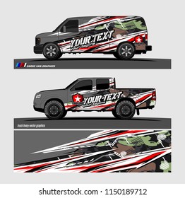 Car wrap design vector, truck and cargo van decal. abstract background for vehicle branding and livery
