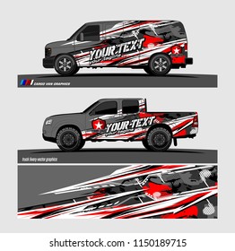 Car wrap design vector, truck and cargo van decal. abstract background for vehicle branding and livery