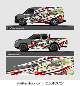 Car wrap design vector, truck and cargo van decal. abstract background for vehicle branding and livery