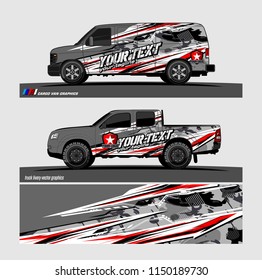 Car wrap design vector, truck and cargo van decal. abstract background for vehicle branding and livery