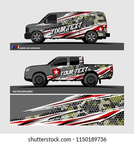 Car wrap design vector, truck and cargo van decal. abstract background for vehicle branding and livery