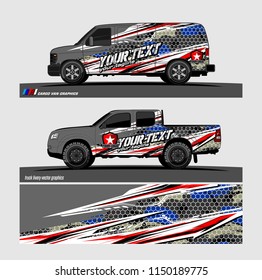 Car wrap design vector, truck and cargo van decal. abstract background for vehicle branding and livery