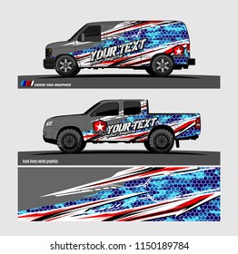 Car wrap design vector, truck and cargo van decal. abstract background for vehicle branding and livery
